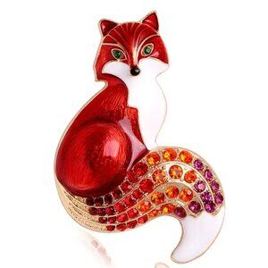 🌺 🌺 🌺 Red and Gold Fox Brooch